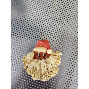 Handmade Vintage Clay Santa Claus Christmas Ornament